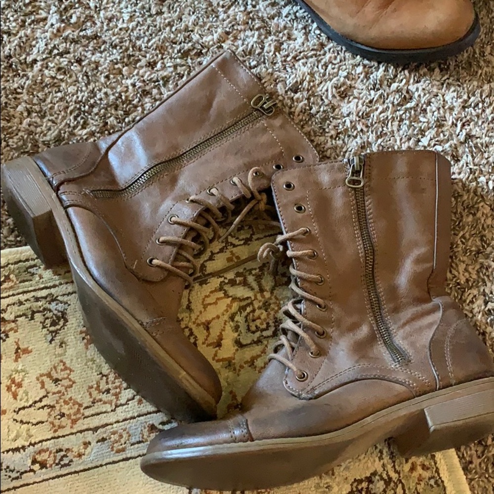 Brown combat boots